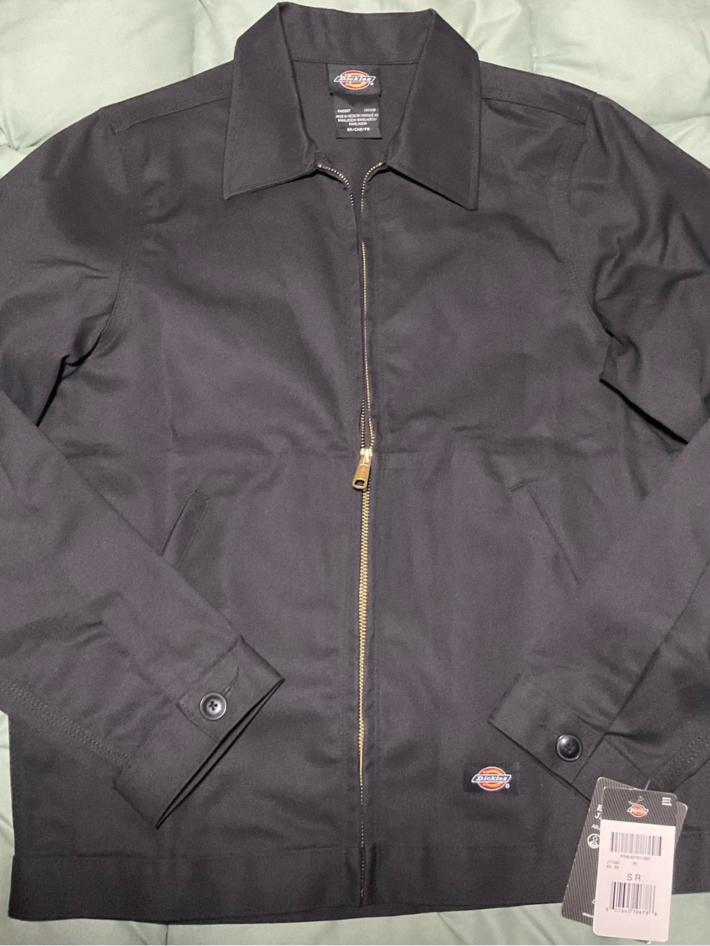Dickies Black Zip-Up Bomber Jacket with Brass Zipper